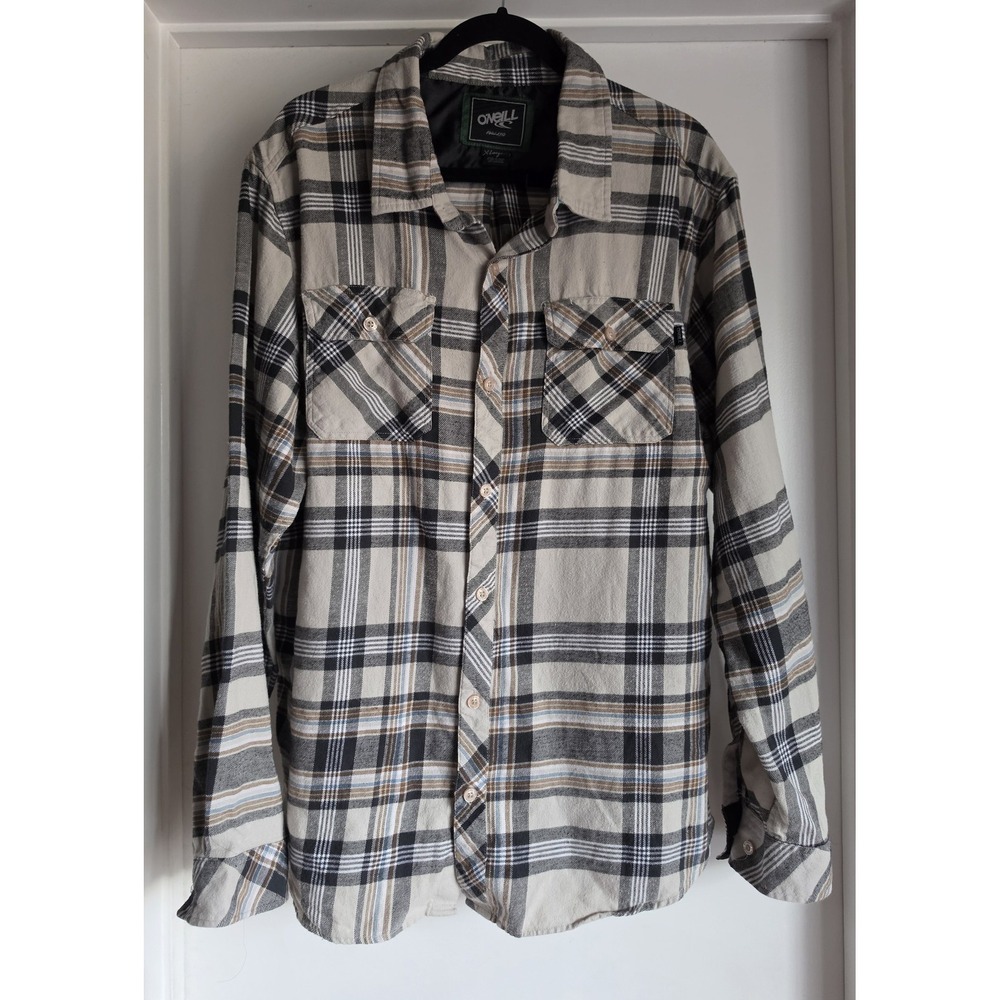 O'Neill Flannel Shirt XL Plaid Long Sleeve Cotton Casual Collared Button-Up